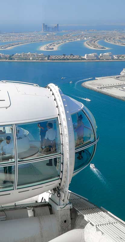 Amazing views over The Palm in Dubai, from Ain Dubai, the world's largest observation wheel